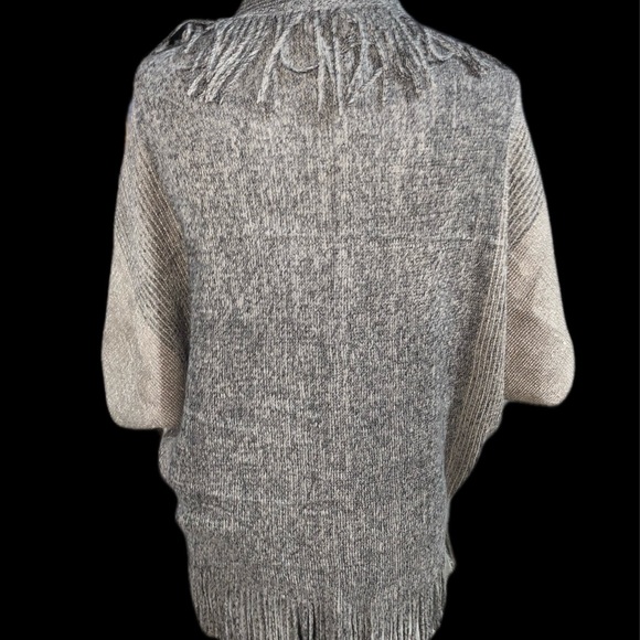 Khaki & Black Fringe Trim Dolman Open Front Cardigan - Picture 3 of 3